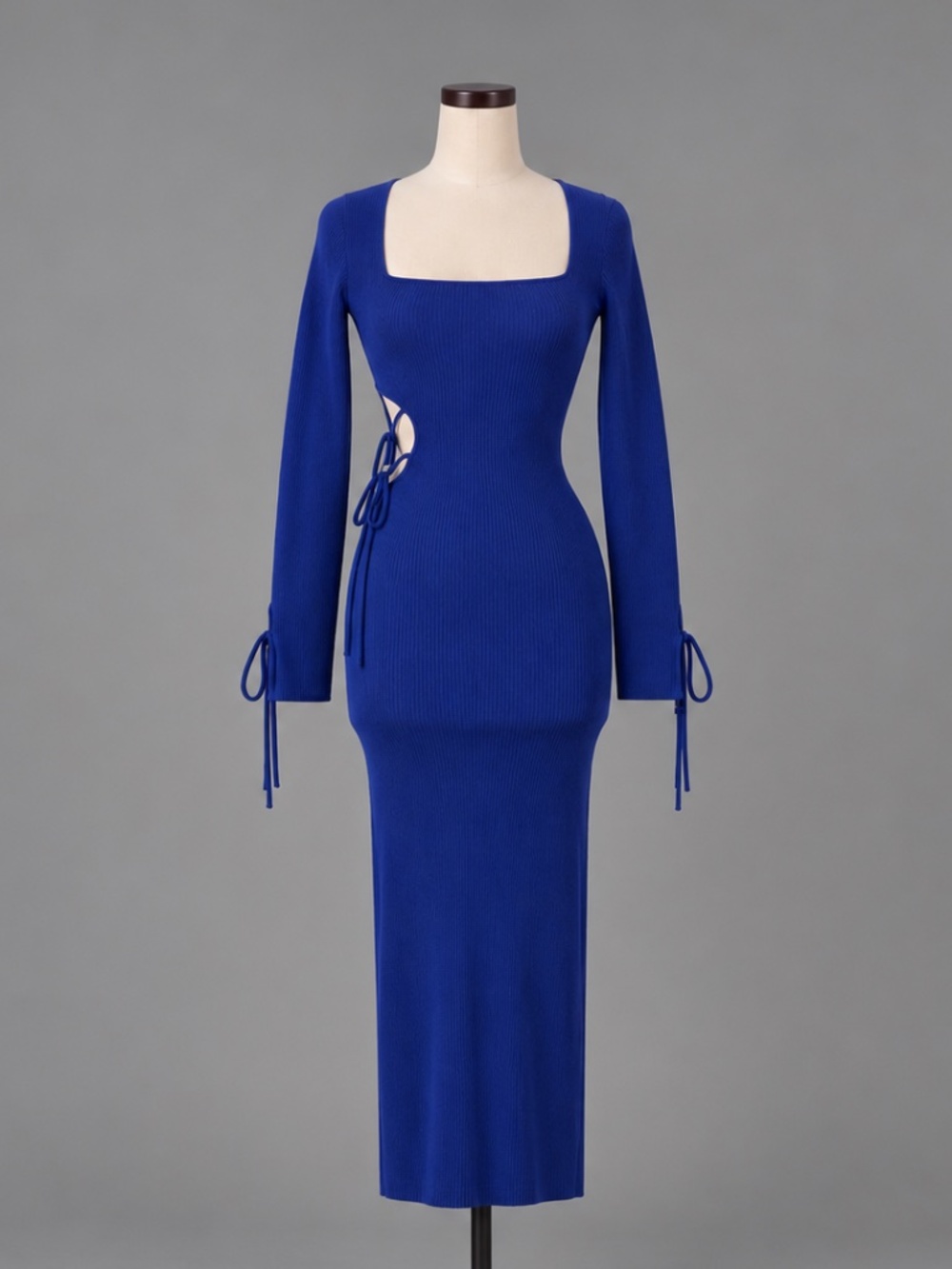 NBD Blue Ribbed Cutout Midi Dress NWT Size M